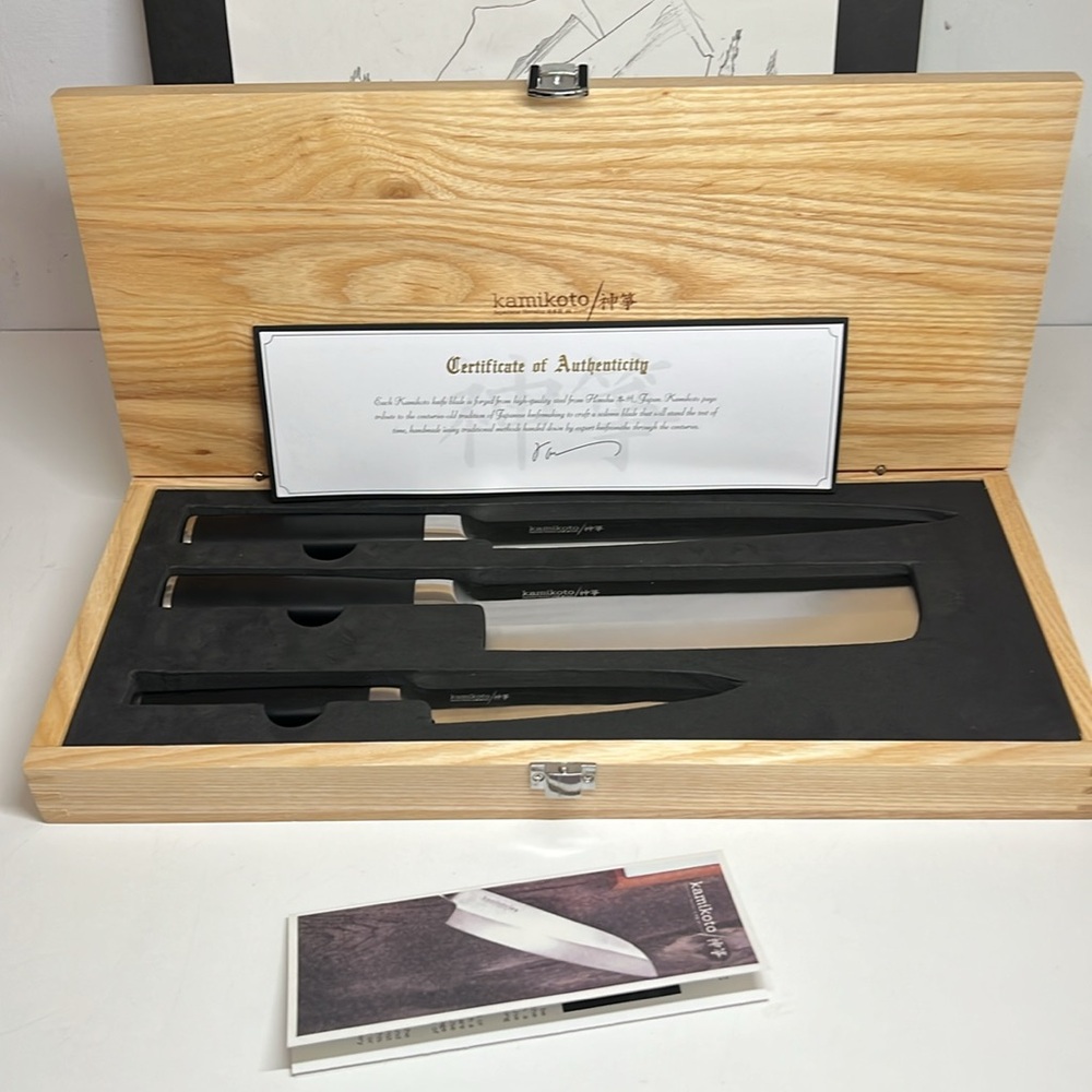 Kamikoto Japanese Ibaraki Steel 3 Piece Kanpeki Knife Set